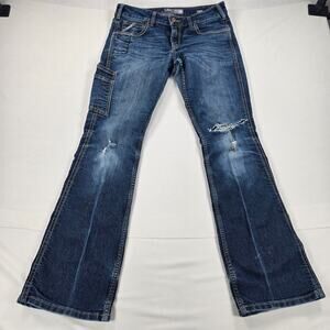 Ariat Rebar Mid Rise Boot Cut‎ Western Distressed Jeans Women's Size 29R